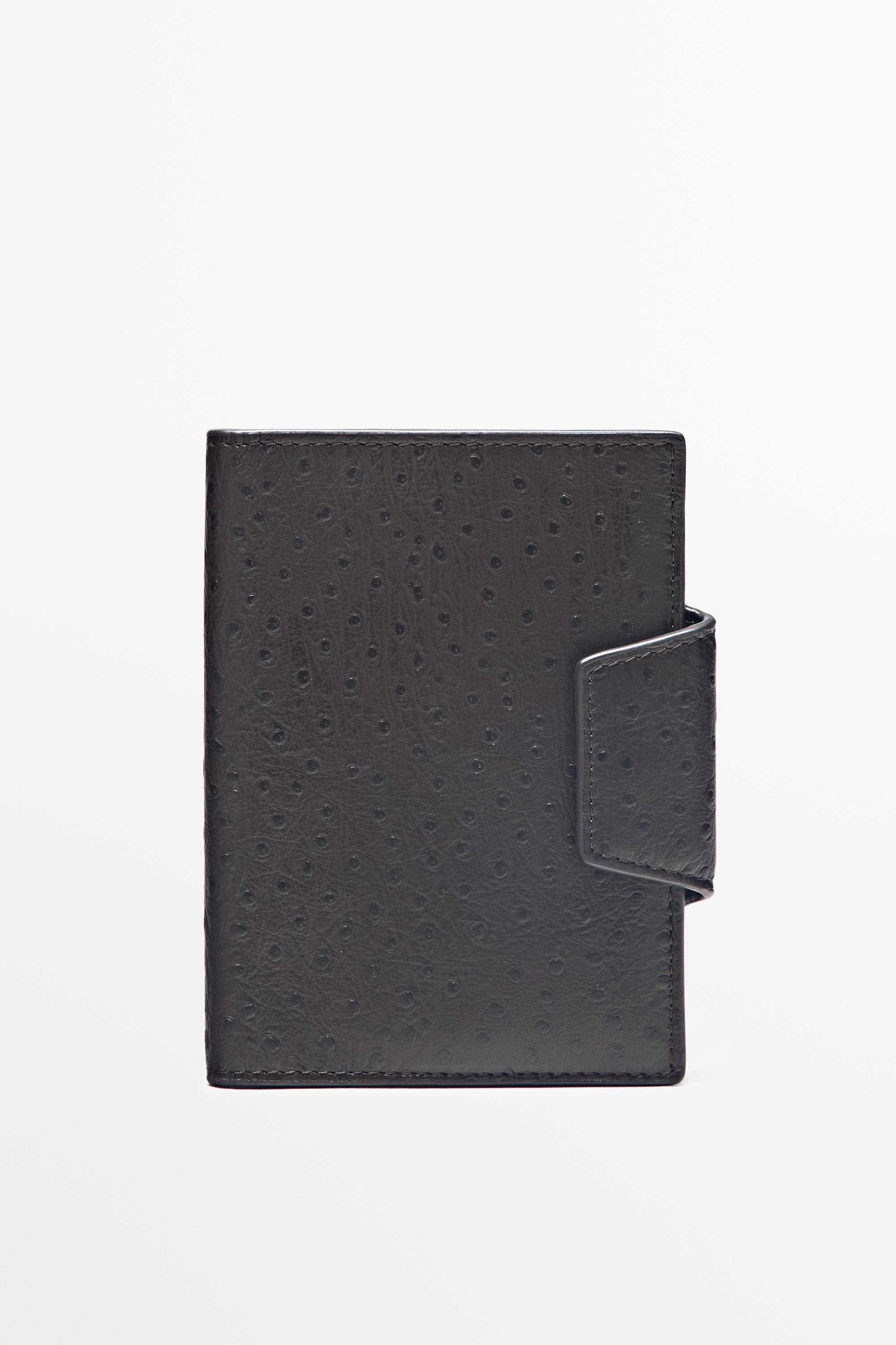 Porte-passeport en cuir texturé